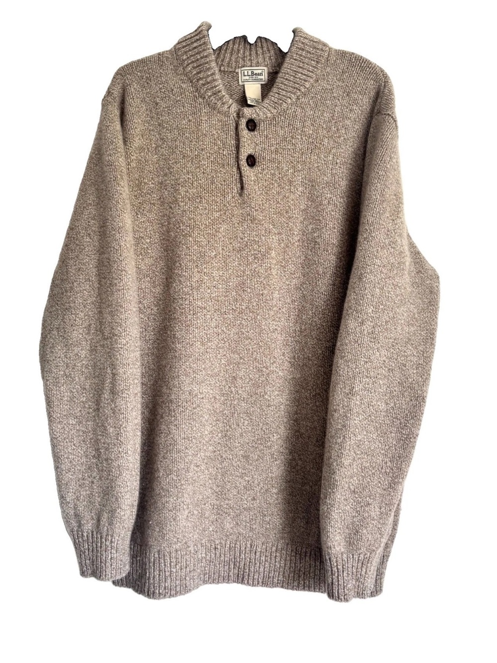 LL Bean Classic Ragg Wool Henley Lambswool Pullover Sweater Mens Size XXL Tall